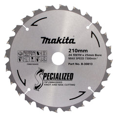 Makita Accessories - Knot & Nail TCT Saw Blade 210mm x 25/16mm x 24T | B-30813