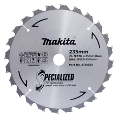 Makita Accessories - Knot & Nail TCT Saw Blade 235mm x 25mm x 24T | B-30835
