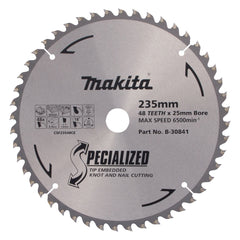 Makita Accessories - Knot & Nail TCT Saw Blade 235mm x 25mm x 48T | B-30841