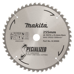 Makita Accessories - Knot & Nail TCT Saw Blade 255mm x 25.4mm x 48T | B-30900