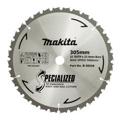 Makita - Knot & Nail TCT Saw Blade 305mm x 25.4mm x 32T  | B-30938