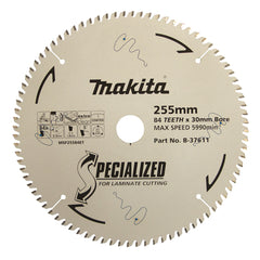 Makita - Laminate TCT Saw Blade 255mm x 30mm x 84T | B-37611