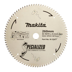 Makita Accessories - Laminate TCT Saw Blade 260mm x 25.4mm x 84T | B-37627