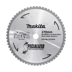 Makita Sawing Cool Room Panel Tct Saw Blade 270mm X 25.4mm X 60T | SKU B-37655