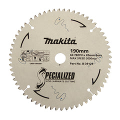 Makita Accessories - Laminate TCT Saw Blade 190mm x 20mm x 60T - Suits DLS713 | B-39126