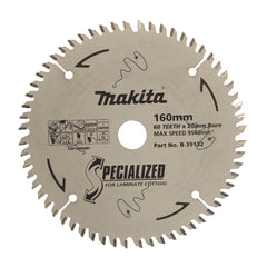 Makita - Laminate TCT Saw Blade 160mm x 20X 60T | B-39132