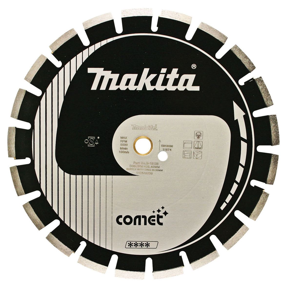 Makita OPE - Powercut Acc 400mm x 25.4/20mm Diamond Blade Segmented - Comet - Asphalt | B-39752