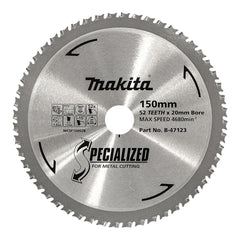 Makita Sawing Cold Metal Cutting Tct Saw Blade 150mm X 20mm X 52T | SKU B-47123
