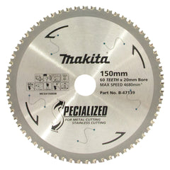 Makita Sawing 304 Grade Stainless Steel Tct Saw Blade 150mm X 20mm X 60T - Cermet | SKU B-47139
