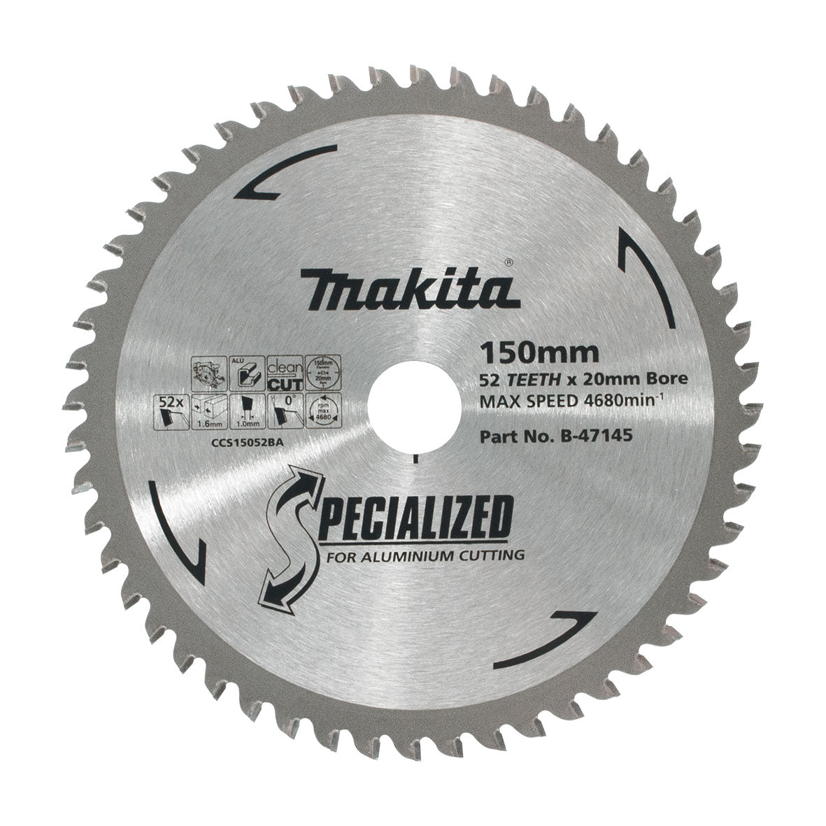Makita Sawing Aluminium Tct Saw Blade 150mm X 20mm X 52T | SKU B-47145