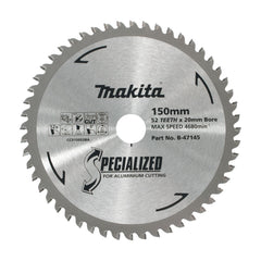 Makita Sawing Aluminium Tct Saw Blade 150mm X 20mm X 52T | SKU B-47145