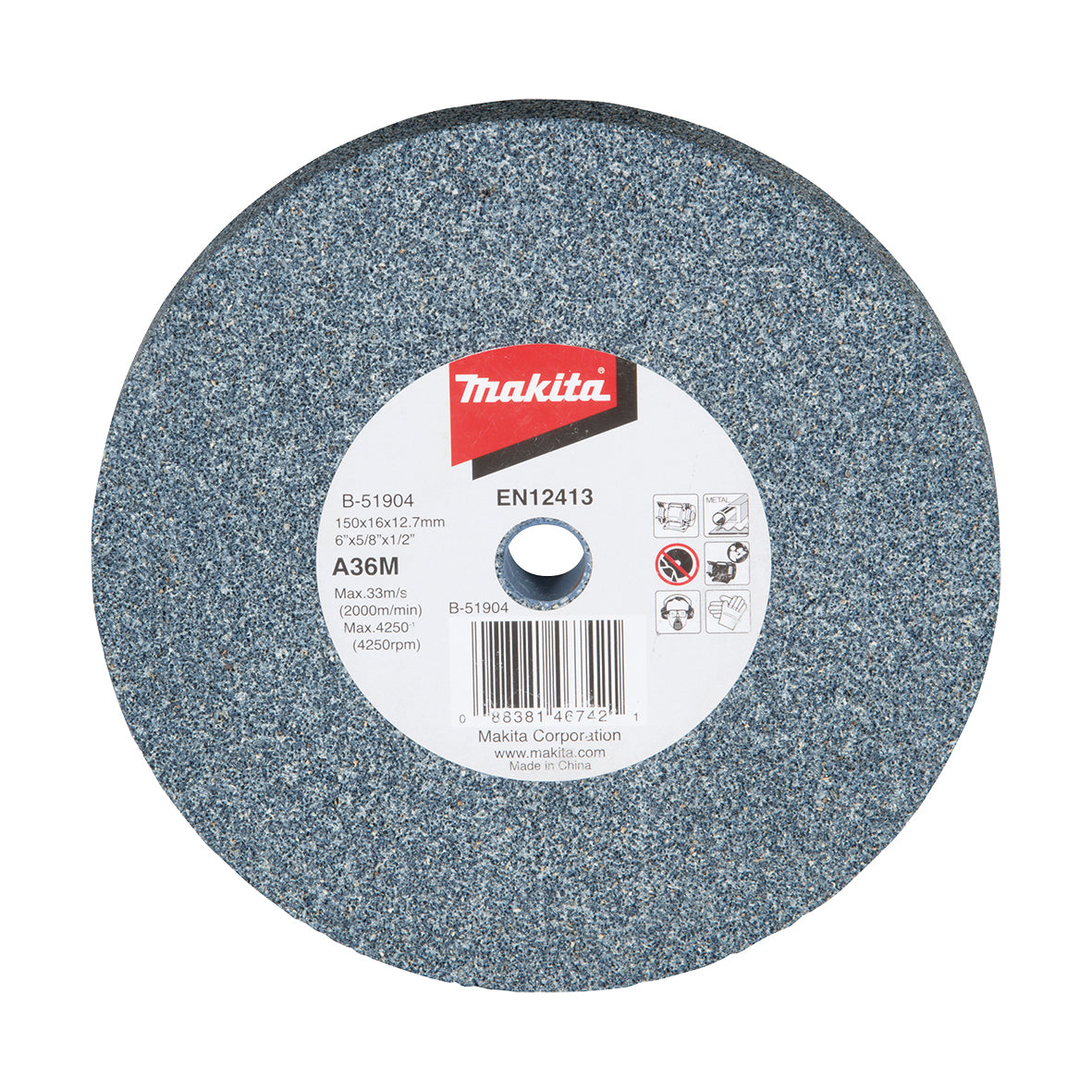 Makita Grinding & Cutting 150mm X 16 X 12.7mm Bench Grinding Wheel Alu Oxide A36M  | SKU  B-51904