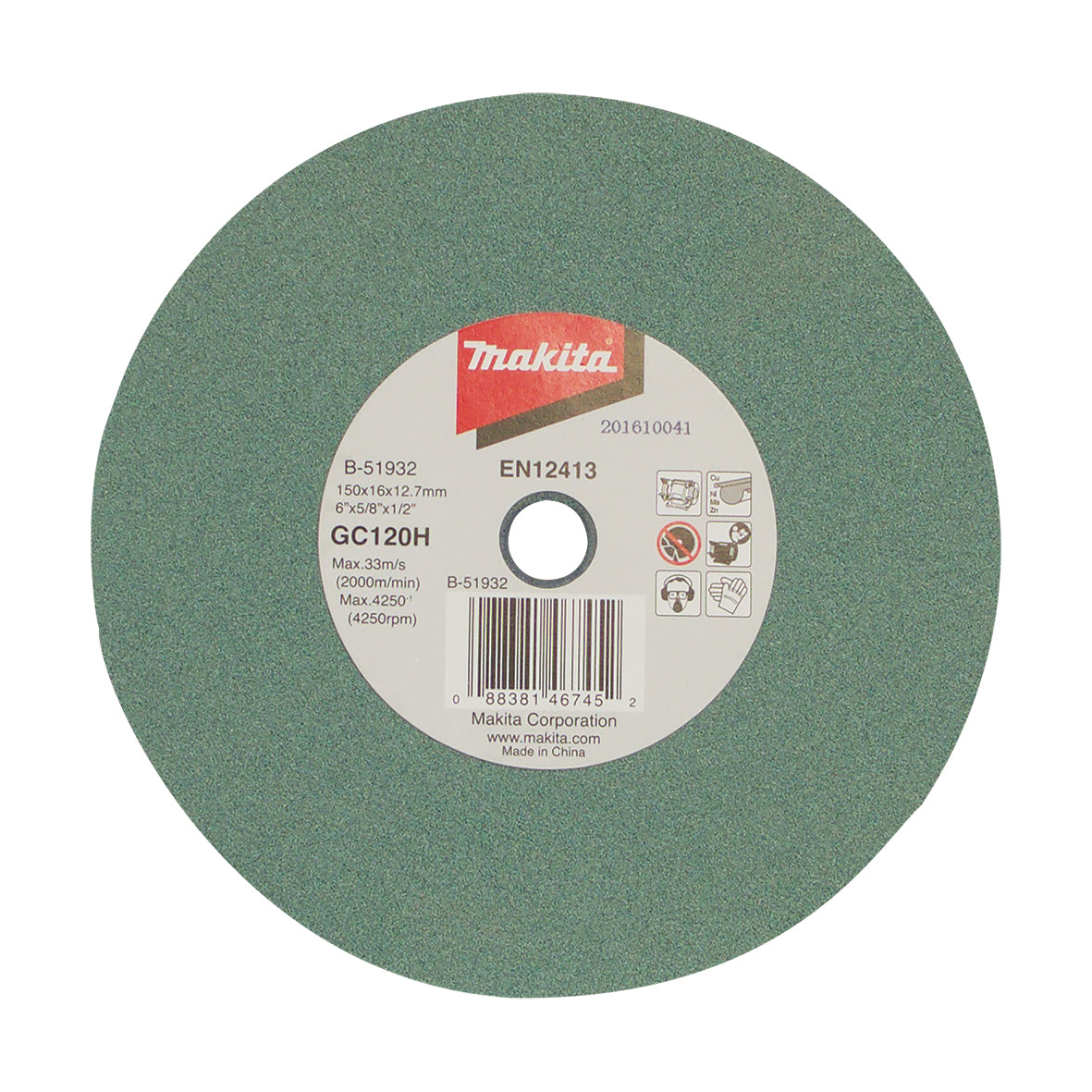 Makita Grinding & Cutting 150mm X 16 X 12.7mm Bench Grinding Wheel Silicon Carbide Gc120Hv02  | SKU  B-51932