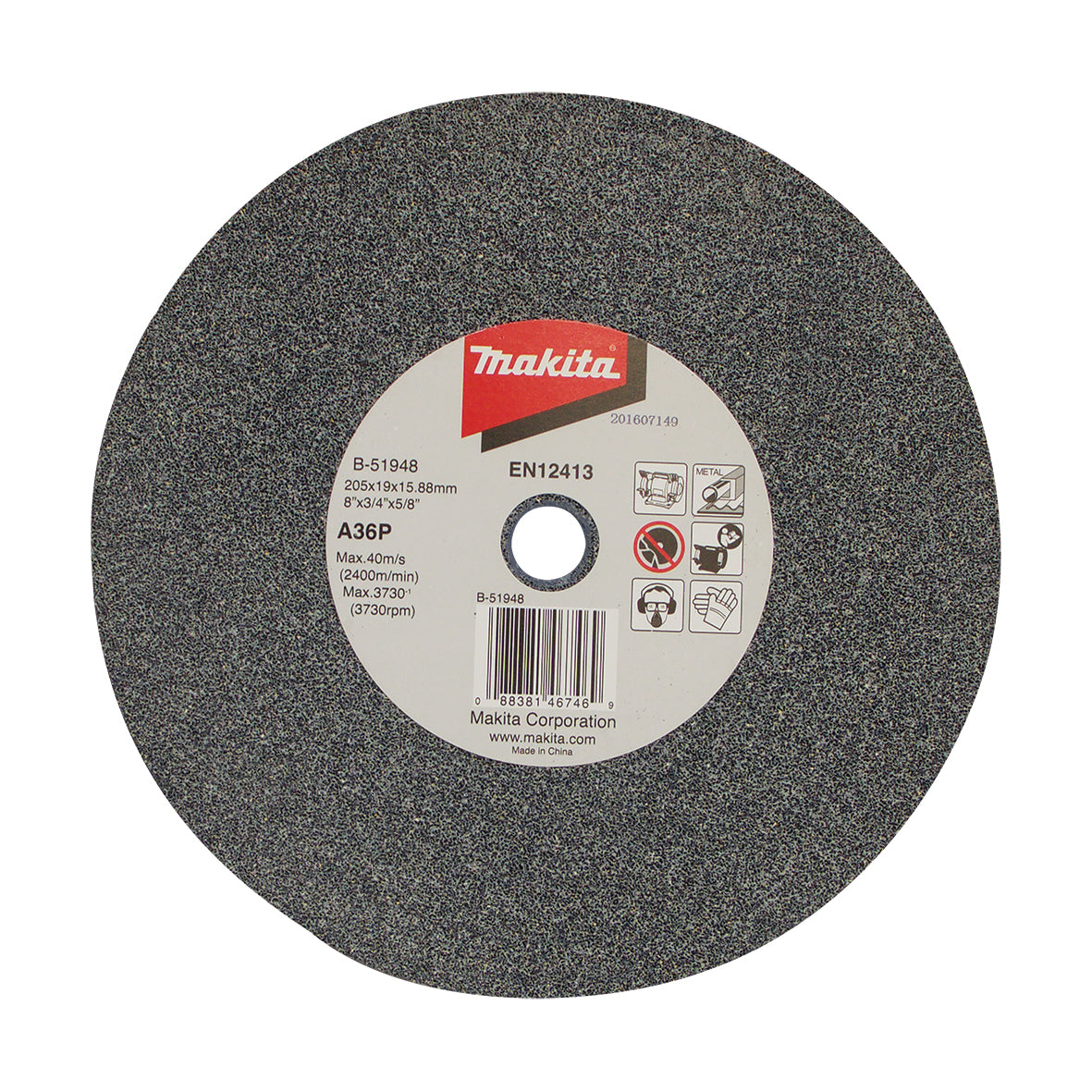 Makita Grinding & Cutting 205mm X 19 X 15.88mm Bench Grinding Wheel Alu Oxide A36P  | SKU  B-51948