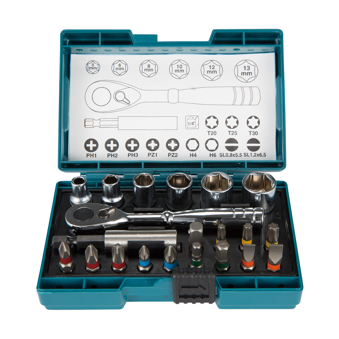 Makita Driving Acc 21pc Mini Rachet Handle Driver & Socket Set | SKU B-54081
