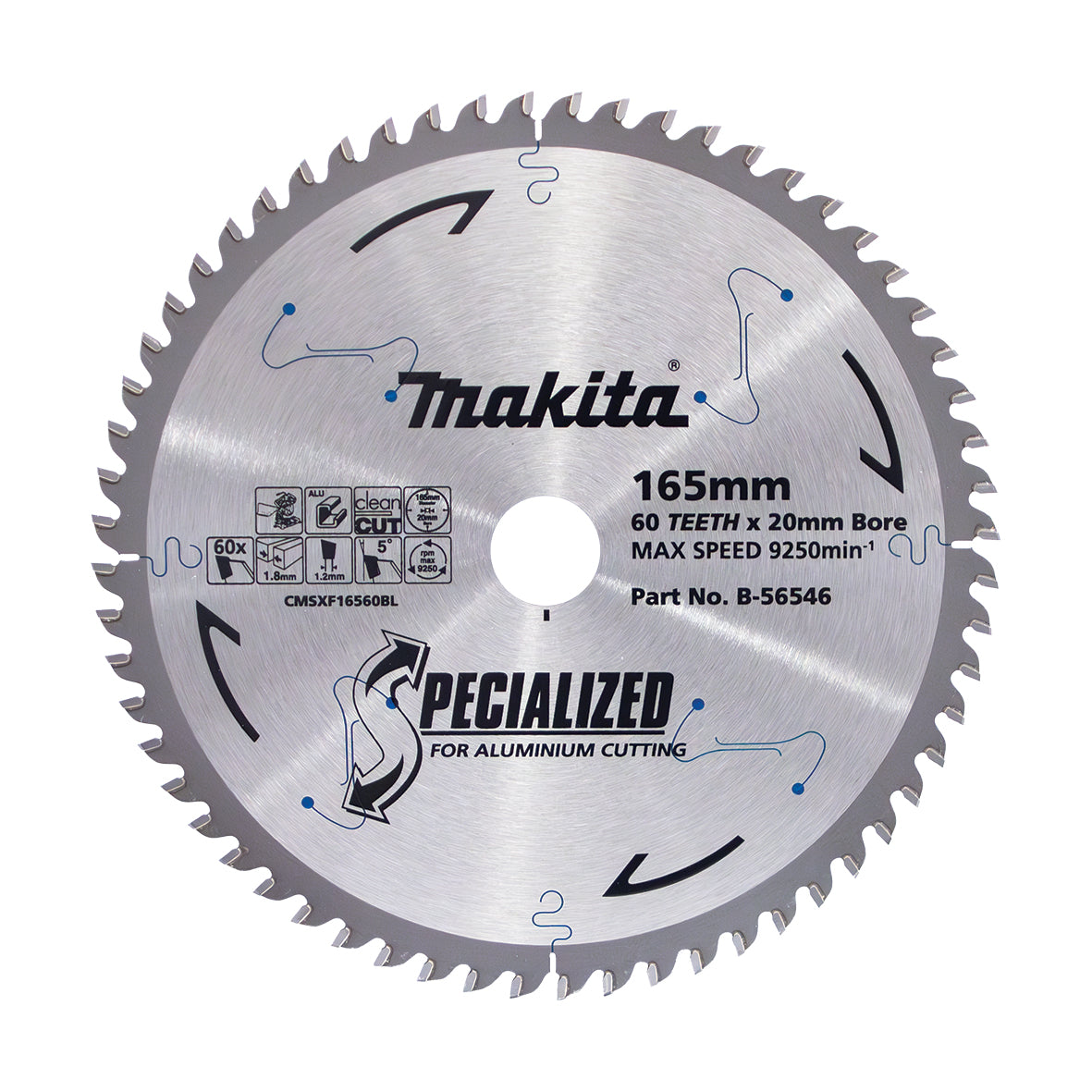 Makita Sawing Aluminium Tct Saw Blade 165mm X 20mm X 60T - Dls600 | SKU B-56546