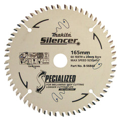 Makita Sawing Plunge Saw Tct Saw Blade 165mm X 20 X 60T / 2mm Kerf Hard Tip | SKU B-56845