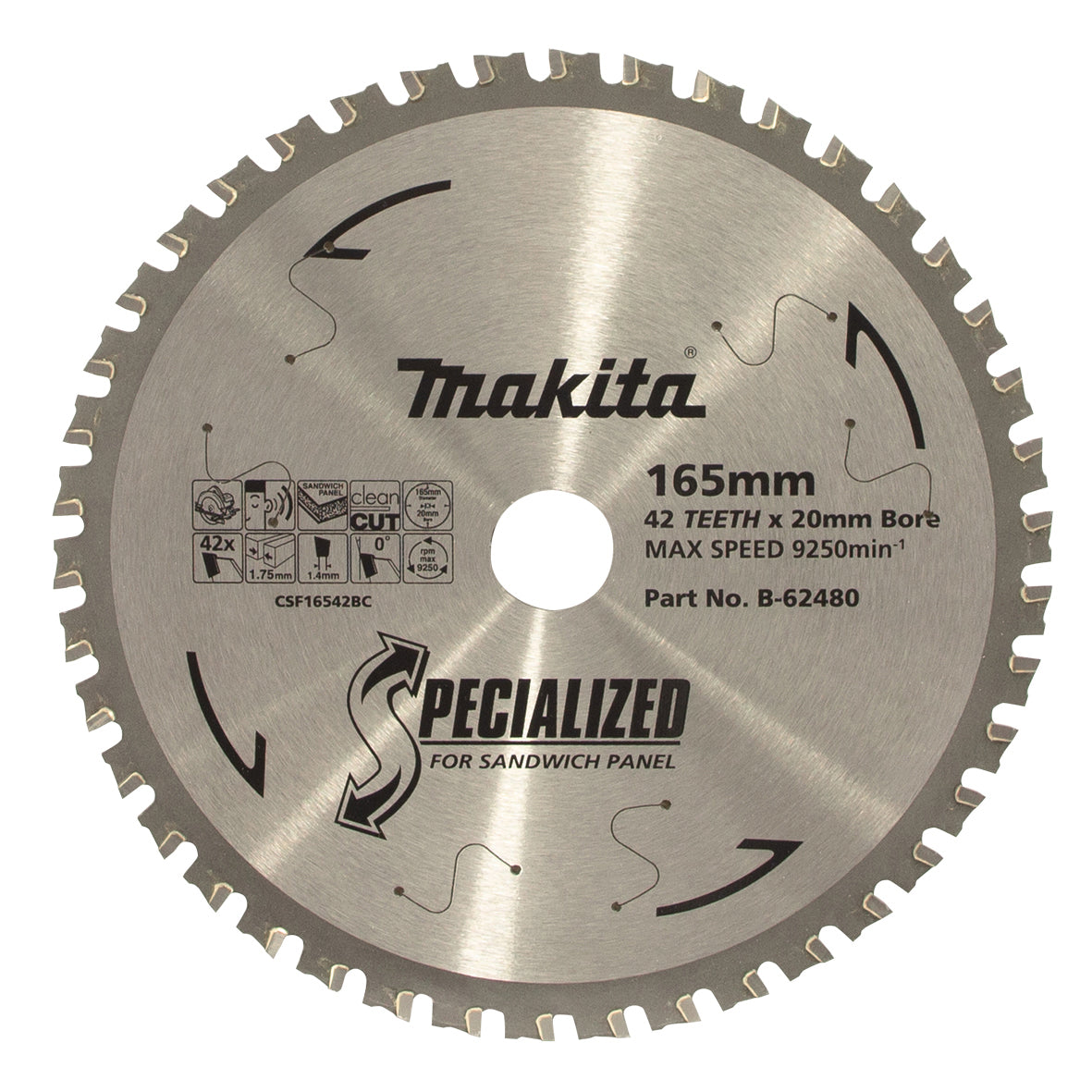 Makita Sawing Cool Room Panel Tct Saw Blade 165mm X 20mm X 42T | SKU B-62480