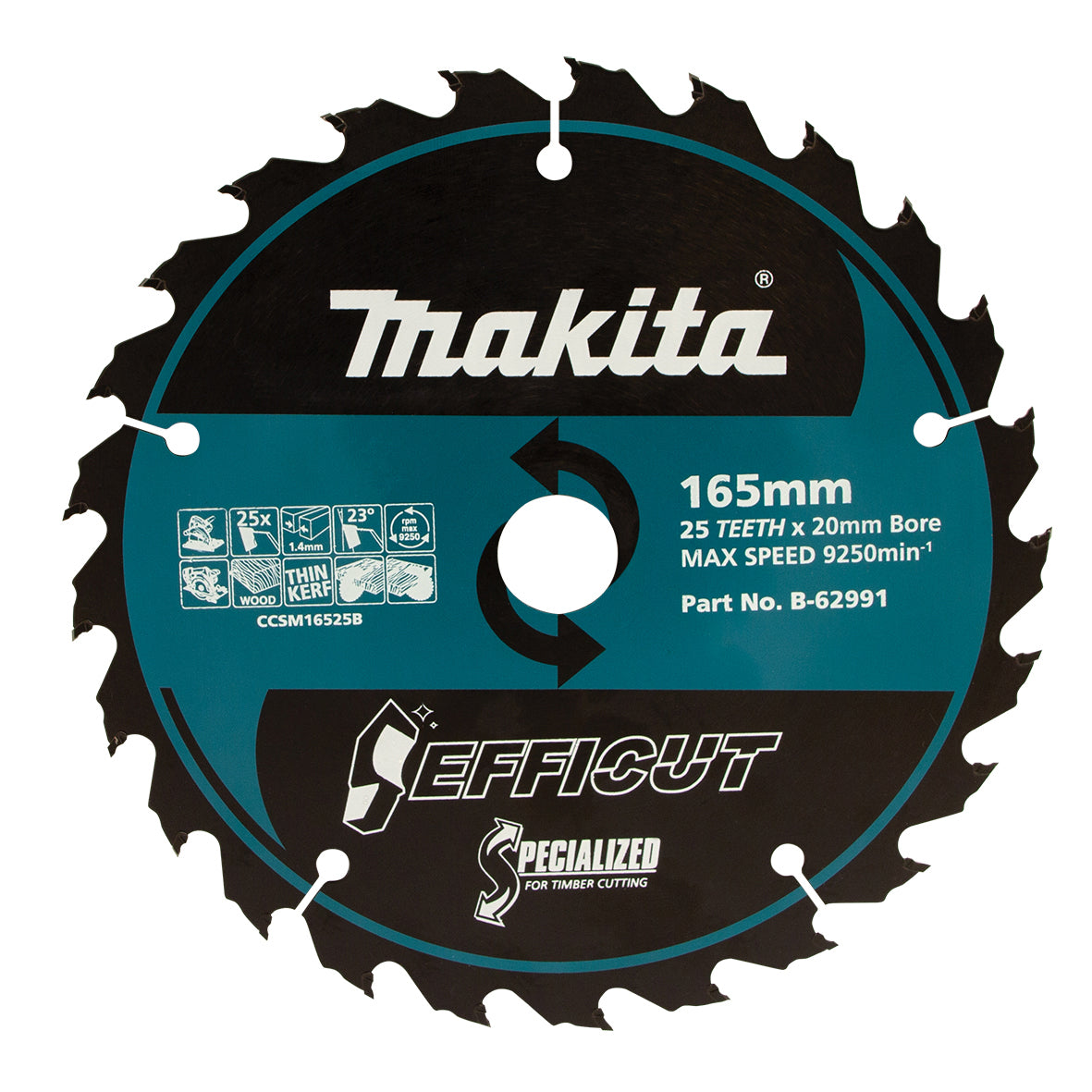 Makita Sawing Efficut Wood Tct Saw Blade 165mm X 20 X 25T | SKU B-62991