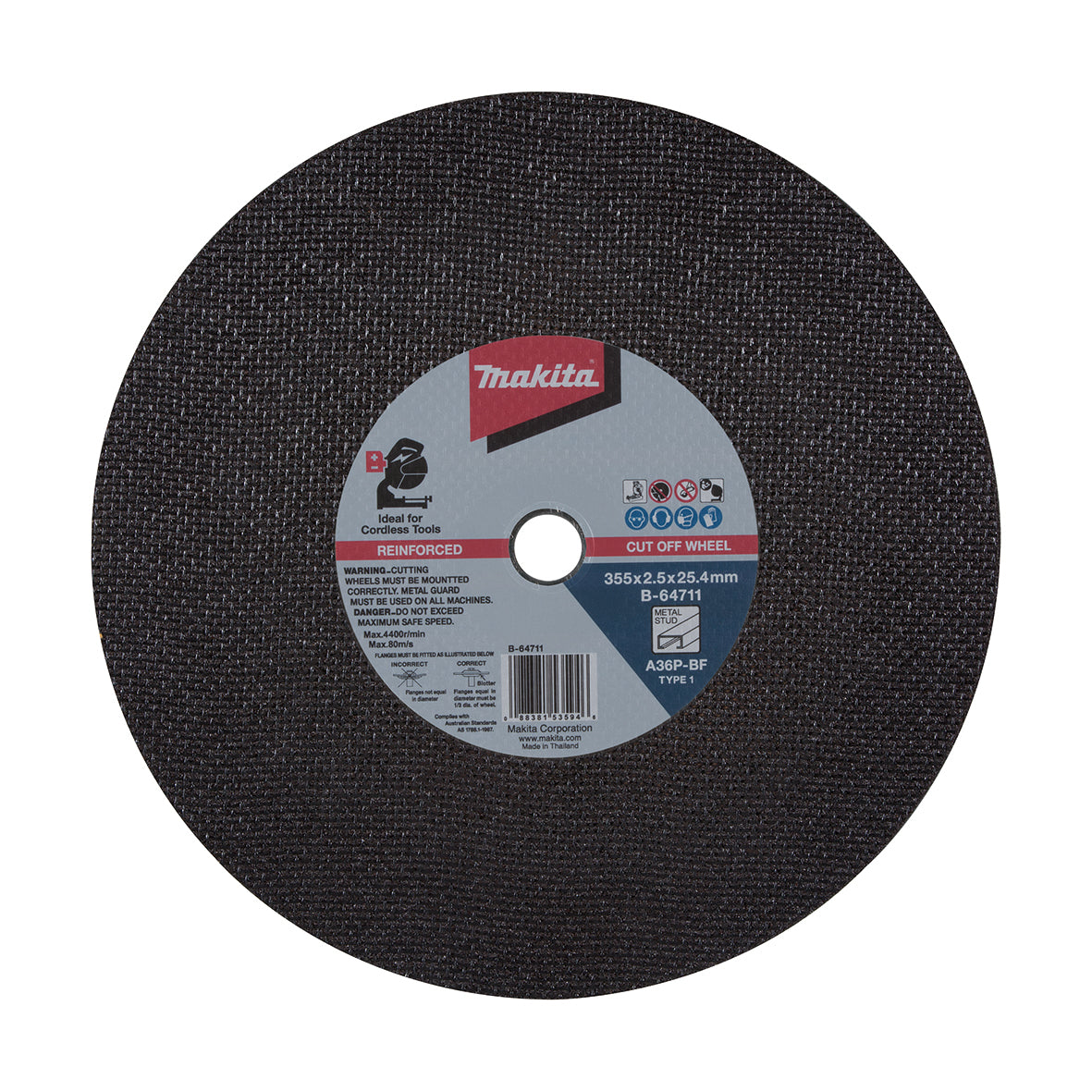 Makita Grinding & Cutting 355mm X 2.5mm X 25.4mm Thin Metal Metal Cut Off Wheel A36P - 5Pk | SKU B-64711-5