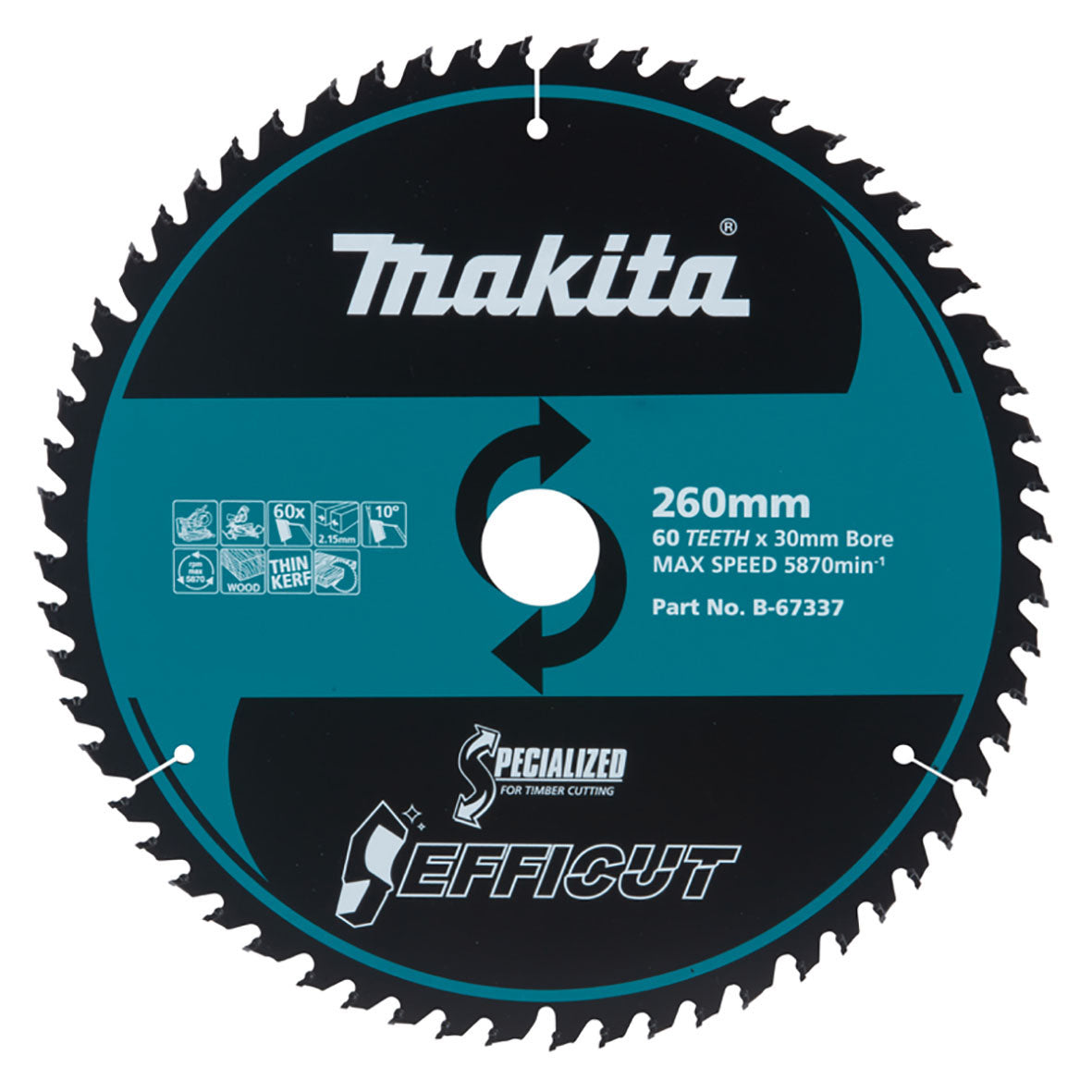 Makita Sawing Efficut Wood Tct Saw Blade 260mm X 25.4 X 60T | SKU B-67337