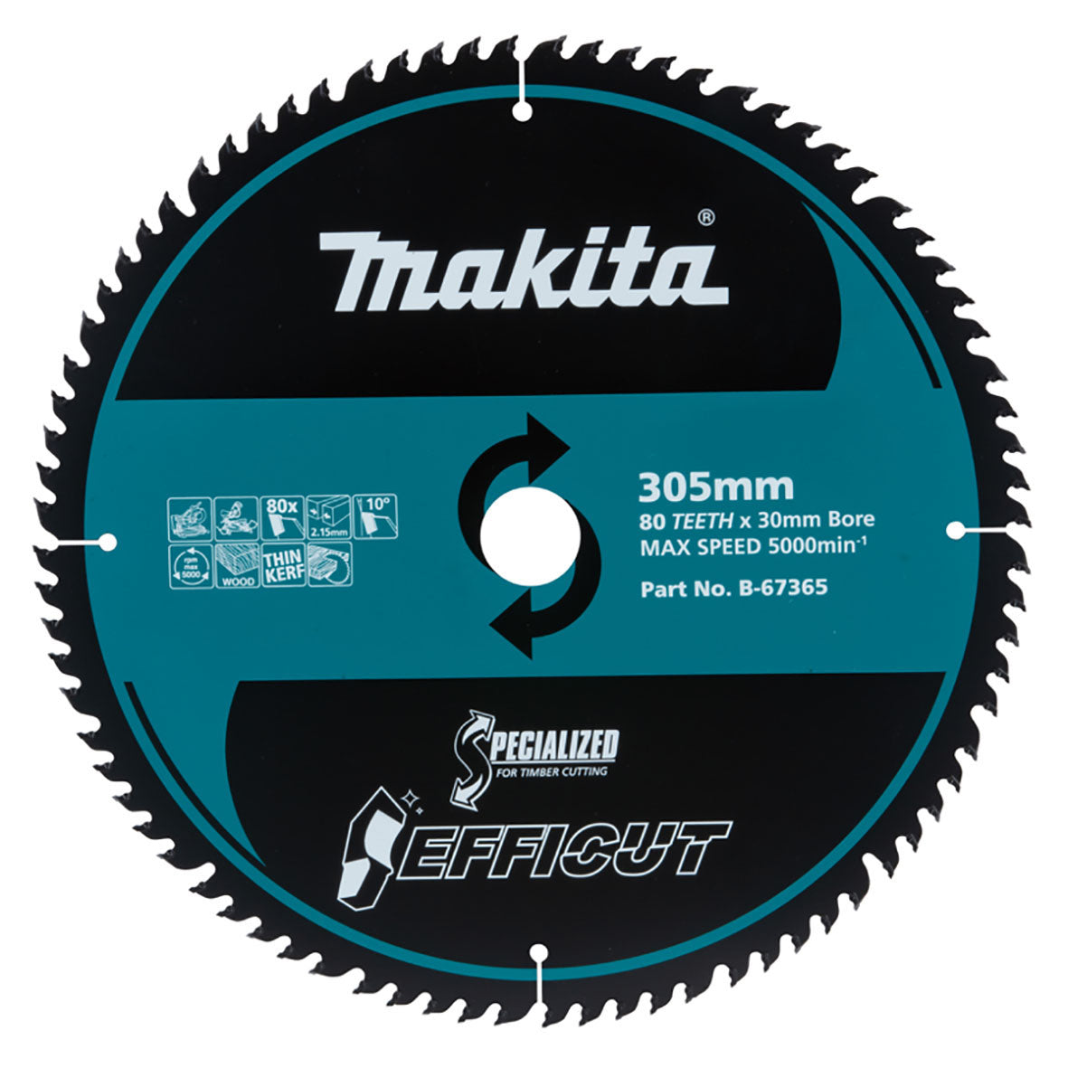 Makita Sawing Efficut Wood Tct Saw Blade 305mm X 30/25.4 X 80T | SKU B-67365