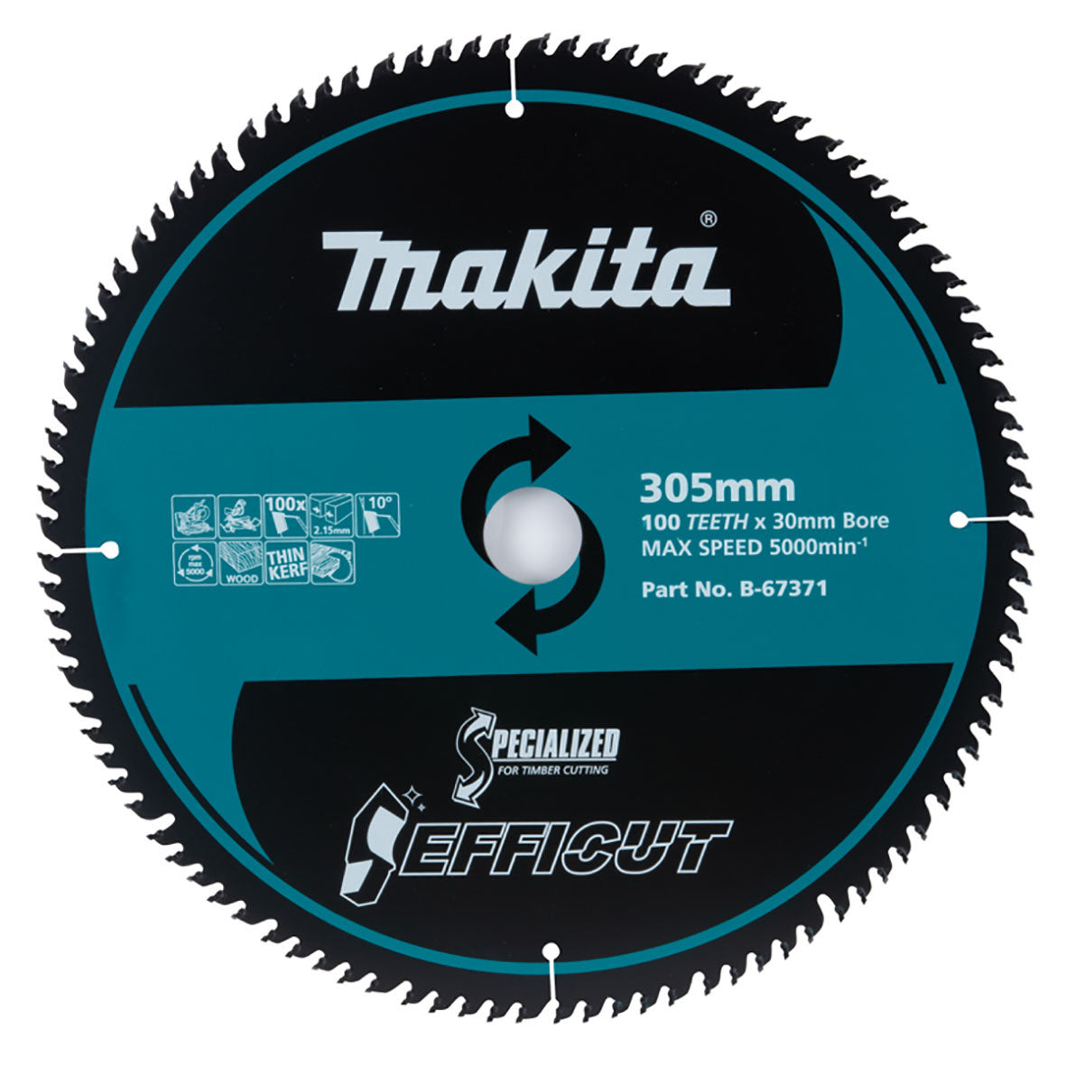 Makita Sawing Efficut Wood Tct Saw Blade 305mm X 30/25.4 X 100T | SKU B-67371
