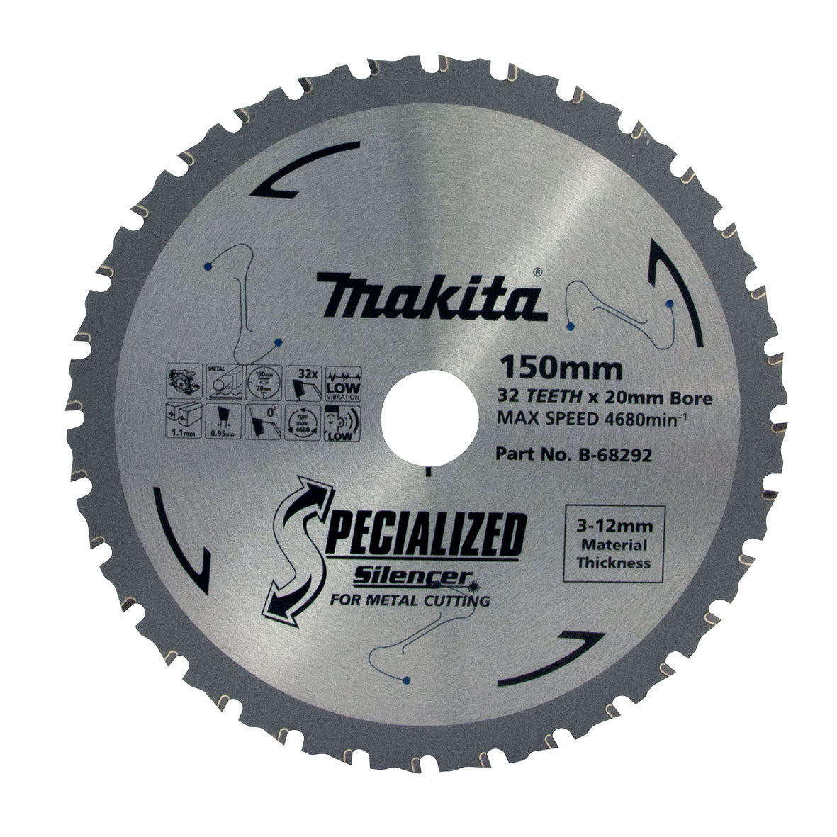 Makita Sawing Cold Metal Cutting Tct Saw Blade 150mm X 20mm X 32T - 3-12mm Metal | SKU B-68292