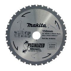 Makita Sawing Cold Metal Cutting Tct Saw Blade 150mm X 20mm X 32T - 3-12mm Metal | SKU B-68292