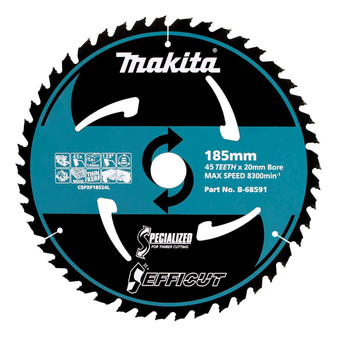 Makita Sawing Efficut Wood Tct Saw Blade 185mm X 20 X 45T | SKU B-68591