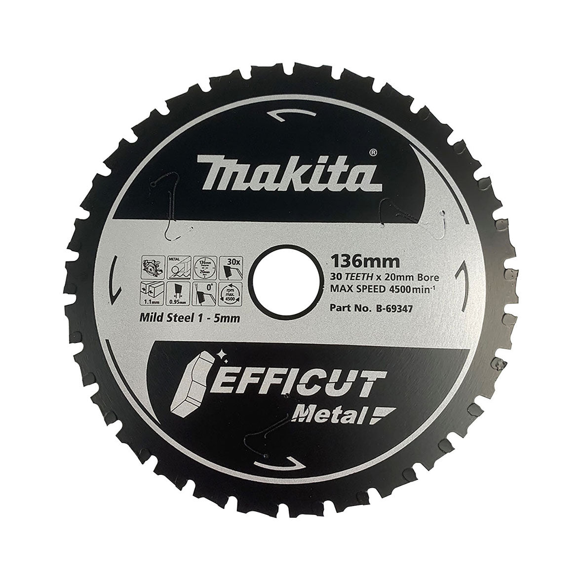 Makita Sawing Efficut Metal Cutting Tct Saw Blade 136mm X 20mm X 30T | SKU B-69347