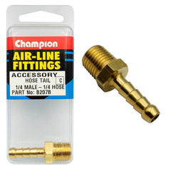 Champion - 1/4 x 1/4" MALE BRASS STRAIGHT HOSE TAILS - Ten Pack | B207B-10
