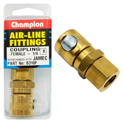 Champion - 1/4" FEMALE BRASS "AS" SERIES COUPLING - Ten Pack | B310F-10