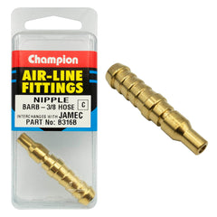 Champion - 3/8" BARB BRASS "AS" SERIES NIPPLES | B316B