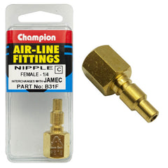Champion - 1/4" FEMALE BRASS "AS" SERIES NIPPLES | B31F