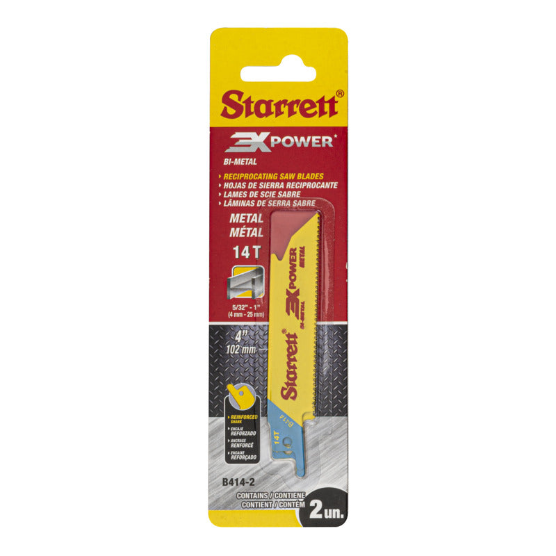 Starrett - Recip Saw Blade 100mm X 14tpi (2PACK) | B414-2