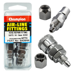 Champion - 1/4"-6mm AIR HOSE FITTING NITTO STYLE HOSE REPAIR COUPLER | B420HR