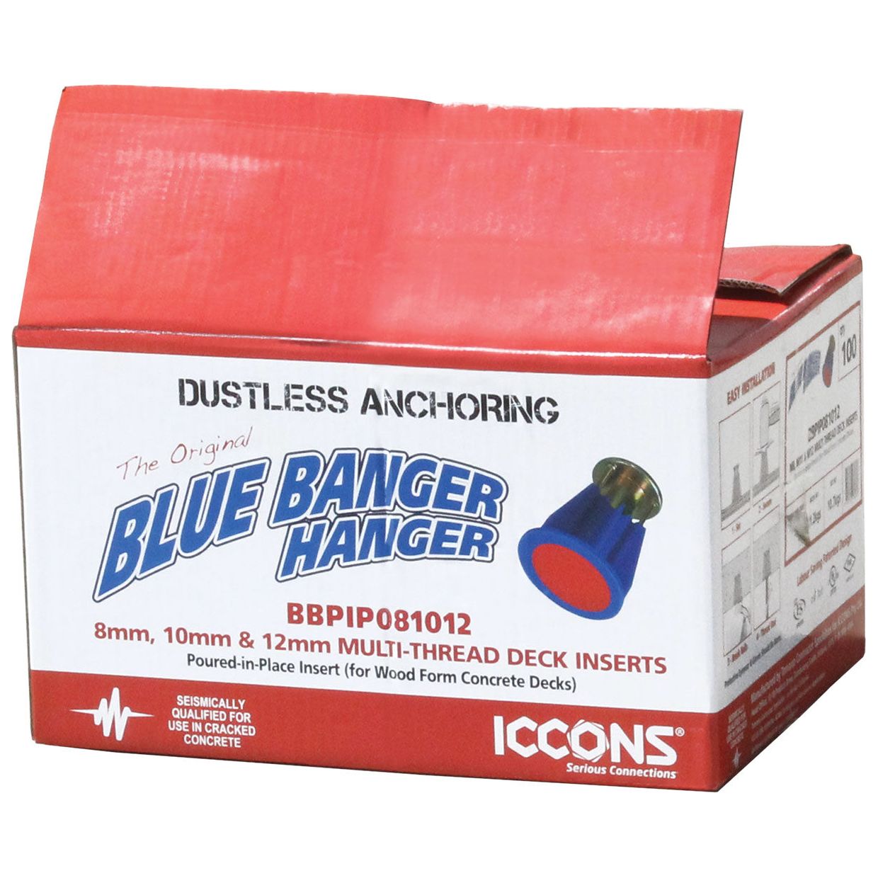 ICCONS® - Blue Banger Hanger Timber Deck Insert M8, M10 & M12 | BBPIP081012 100 pcs