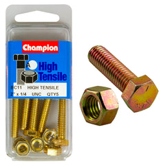 Champion - Hex Set Screws & Nuts - High Tensile - 1/4" x 2" - UNC - Grade 5 | BC11