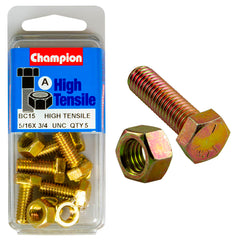 Champion - Hex Set Screws & Nuts - High Tensile - 5/16" x 3/4" - UNC - Grade 5 | BC15