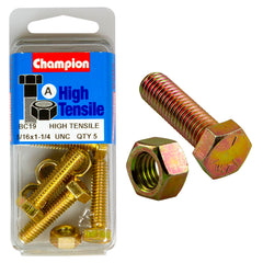 Champion - Hex Set Screws & Nuts - High Tensile - 5/16" x 1 - 1/4" - UNC - Grade 5 | BC19