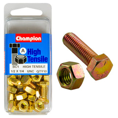 Champion - Hex Set Screws & Nuts - High Tensile - 1/4" x 1/2" - UNC - Grade 5 | BC1
