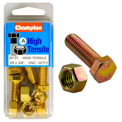 Champion - Hex Set Screws & Nuts - High Tensile - 3/8" x 3/4" - UNC - Grade 5 | BC31