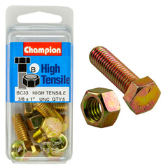 Champion - Hex Set Screws & Nuts - High Tensile - 3/8" x 1" - UNC - Grade 5 | BC33
