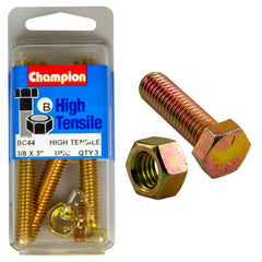 Champion - Hex Set Screws & Nuts - High Tensile - 3/8" x 3" - UNC - Grade 5 | BC44