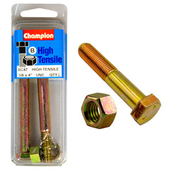 Champion - Hex Bolts & Nuts - High Tensile - 3/8" x 4" - UNC - Grade 5 | BC47