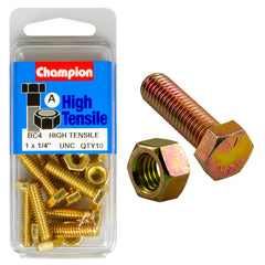Champion - Hex Set Screws & Nuts - High Tensile - 1/4" x 1" - UNC - Grade 5 | BC4