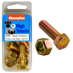 Champion - Hex Set Screws & Nuts - High Tensile - 7/16" x 1 - 1/4" - UNC - Grade 5 | BC52