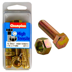 Champion - HEX BOLTS & NUTS - HIGH TENSILE - 7/16" x 2" - UNC - GRADE 5 | BC57