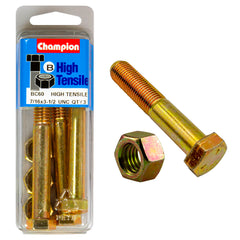 Champion - HEX BOLTS & NUTS - HIGH TENSILE - 7/16" x 3-1/2" - UNC - GRADE 5 | BC60